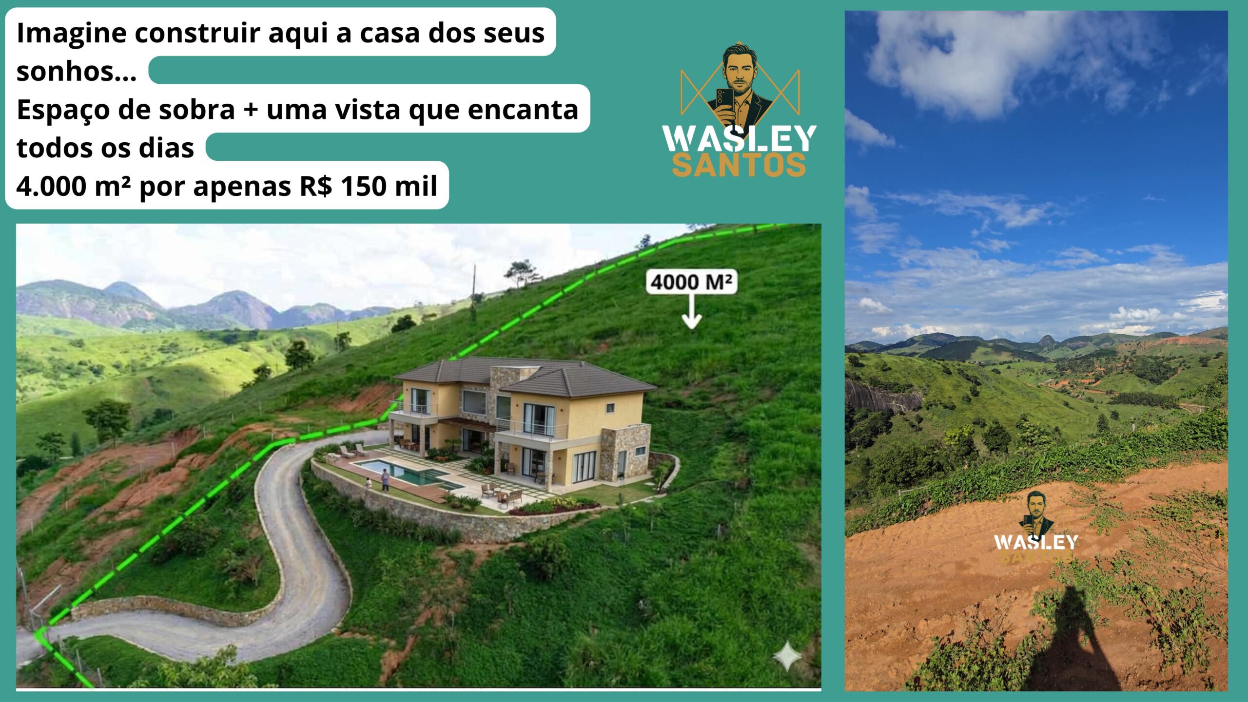 Essa a uma imagem de potencial de construção, foi criada com IA para representar o potencial do terreno, em seguida foi postada no site do Wasley Santos.